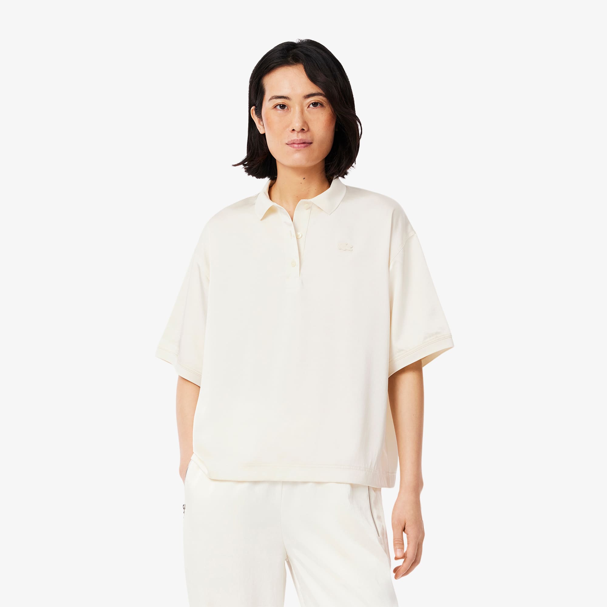 Camisa Acetinada Polo Feminina Canelada Extra Grande Lacoste