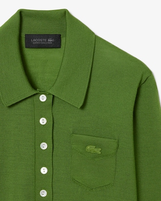 Suéter de Gola Polo Runway em Lã Merino e Algodão