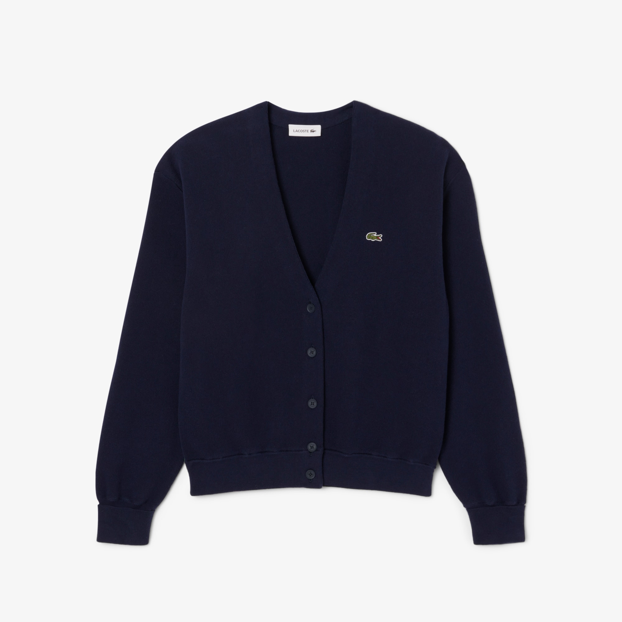 Cardigan Feminino Lacoste em Algodão Orgânico com Gola V
