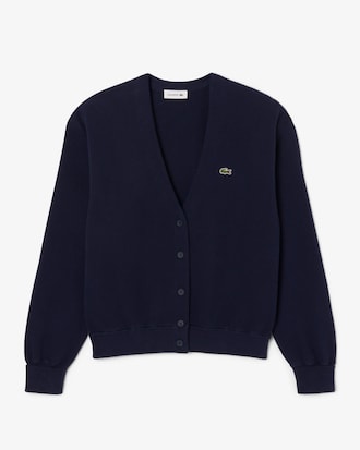 Cardigan de Algod&atilde;o de Ponto Arroz de Gola V