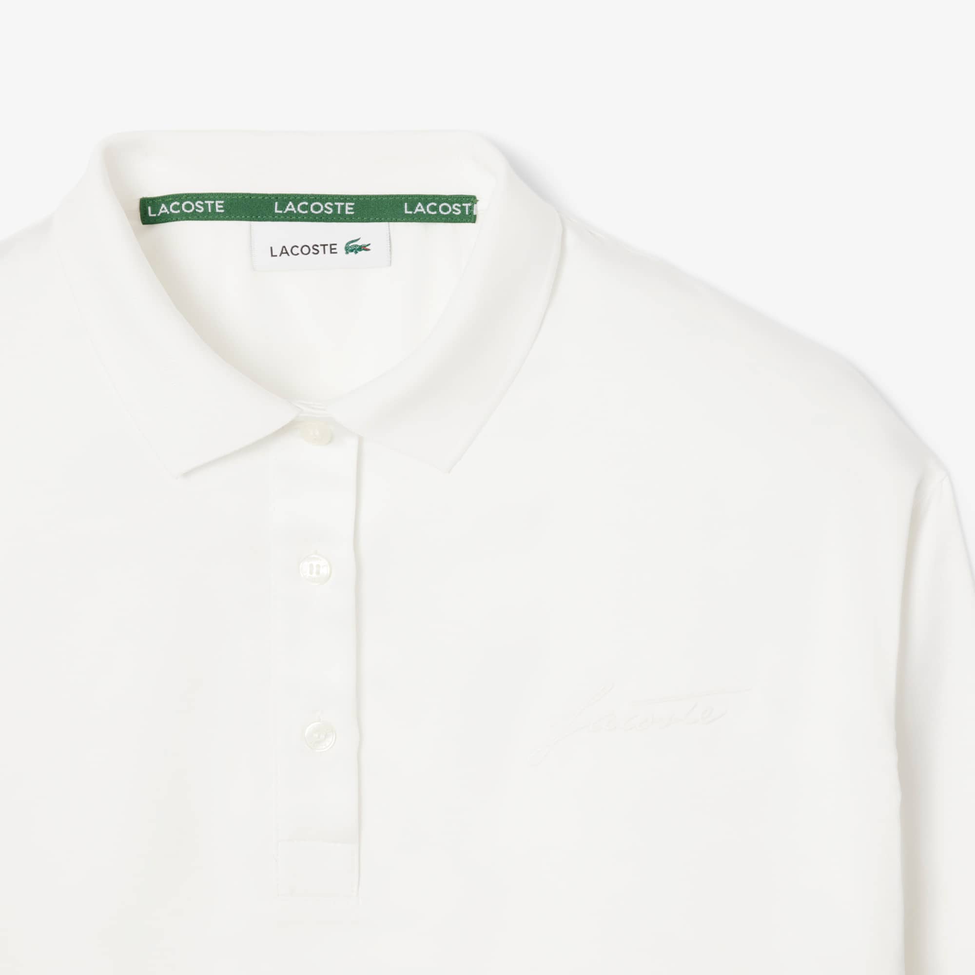 Camisa Polo Feminina Lacoste Oversized Manga Longa de Cetim