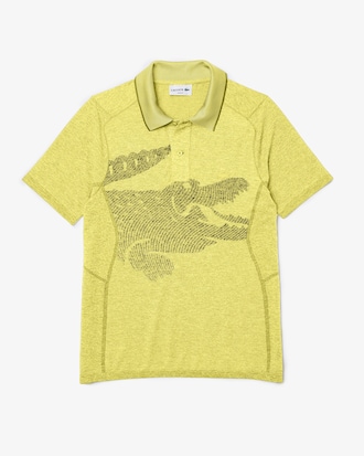 Polo masculina Slim Fit em jacquard com crocodilo grande tom sobre tom 