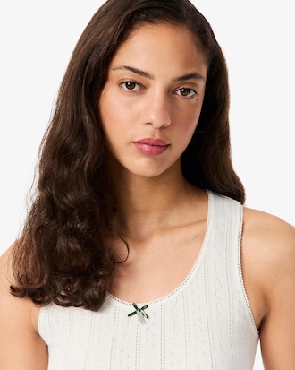 Regata de Algod&atilde;o de Malha Pointelle Slim Fit