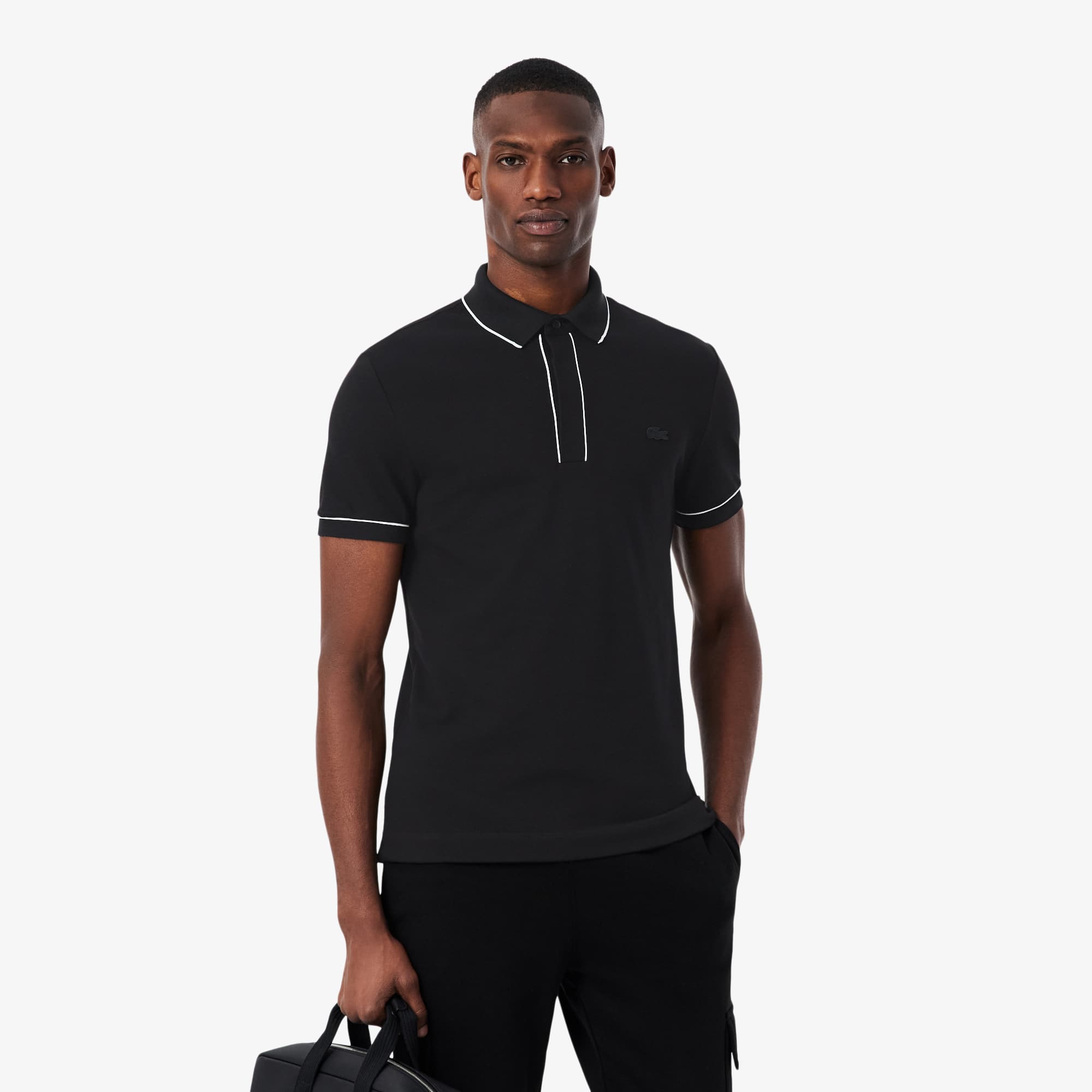 トップス KDG POLO LS SHIRT BLACK Camisa Gola Polo Masculina Smart Paris Elegante Lacoste