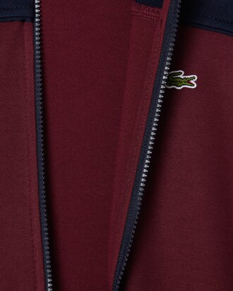 Moletom em piqu&eacute; de algod&atilde;o com colorblock e z&iacute;per