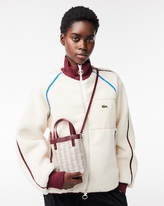 Minibolsa tote em lona revestida com monograma