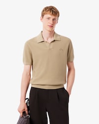 Sweater Polo Mezcla de Algodón con Cuello Abierto
