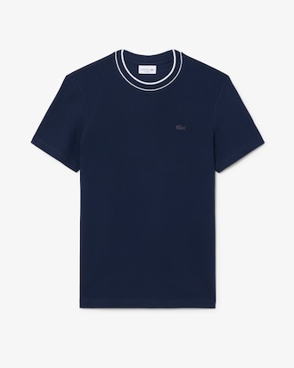Remera De Piqu&eacute; Elastizado Con Cuello Rayado