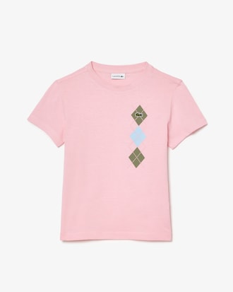 Camiseta de Algodão com Estampa Argyle