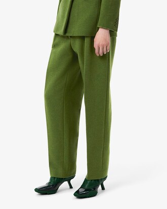 Calças de Corte Reto em Lã Slub