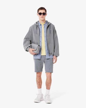 Jaqueta Masculina Jeans com Touca e Bolsos 