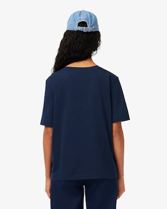 Camiseta de Algod&atilde;o com Gola V e Caimento Relaxado
