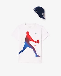 Conjunto Lacoste de camiseta e bon&eacute; T&ecirc;nis x Novak Djokovic