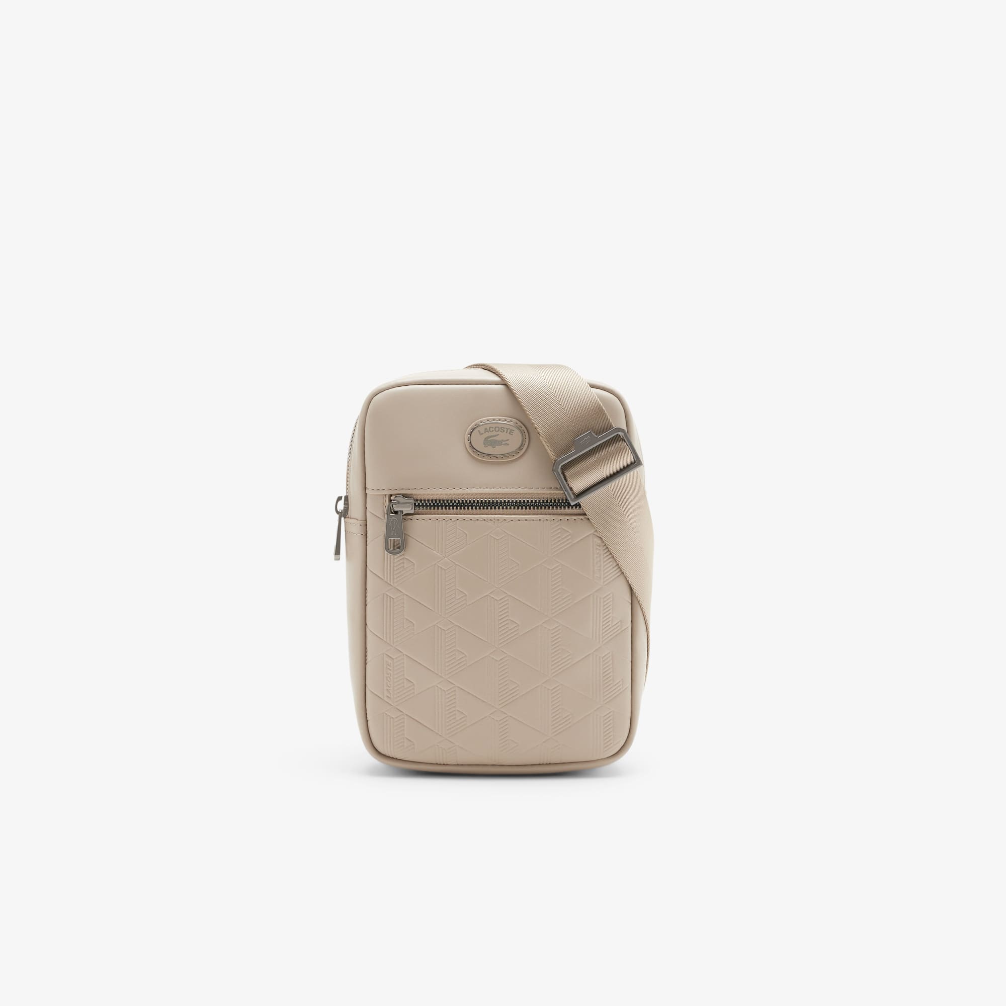 Mochila de Couro Verical com Monograma Lacoste