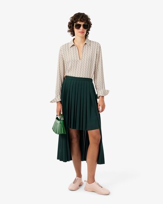 Long Asymmetric Pleated Jersey Skirt