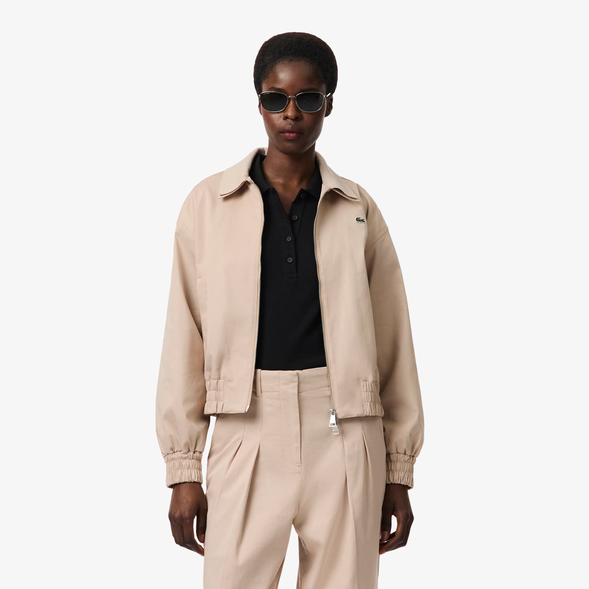 Jaqueta Lacoste de Gabardine Stretch com Colarinho Duplo