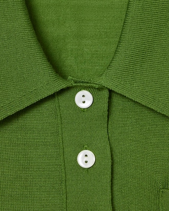 Suéter de Gola Polo Runway em Lã Merino e Algodão