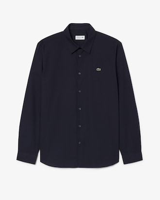 Camisa Slim Fit em Popeline de Algod&atilde;o Stretch