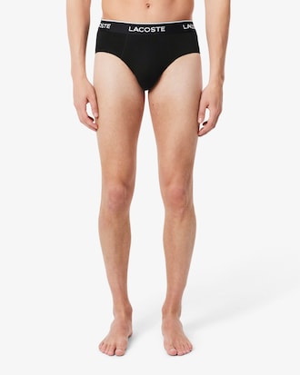 Pacote com 3 Cuecas Briefs Lisas de Algod&atilde;o