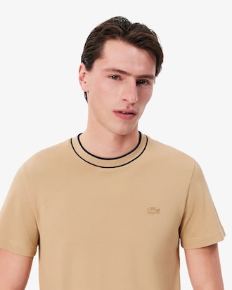 Camiseta de Piqu&eacute; com Gola Listrada em Stretch