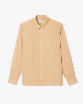 Camisa Masculina Manga Longa de Linho em Modelagem Regular