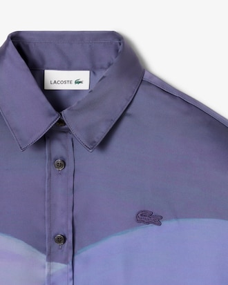 Camisa Oversize Estampada de Satén Landscape