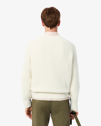 Sweater De Lana Grueso Con Cuello Redondo