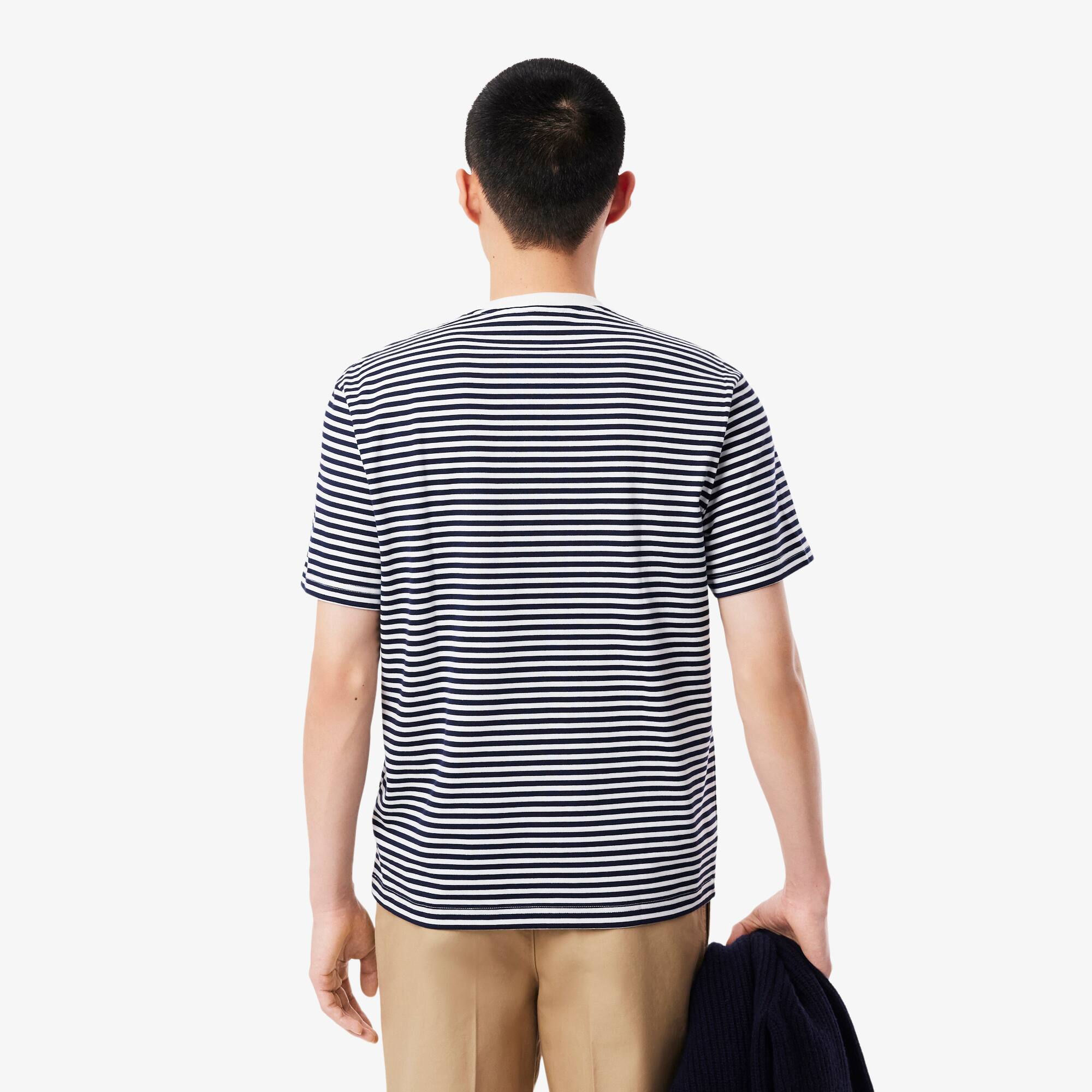 Camiseta Listrada em Algodão Pesado Lacoste