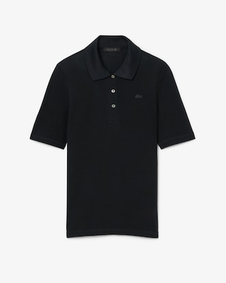 Polo de Seda Mini-Piqu&eacute; Ajustado de Pasarela