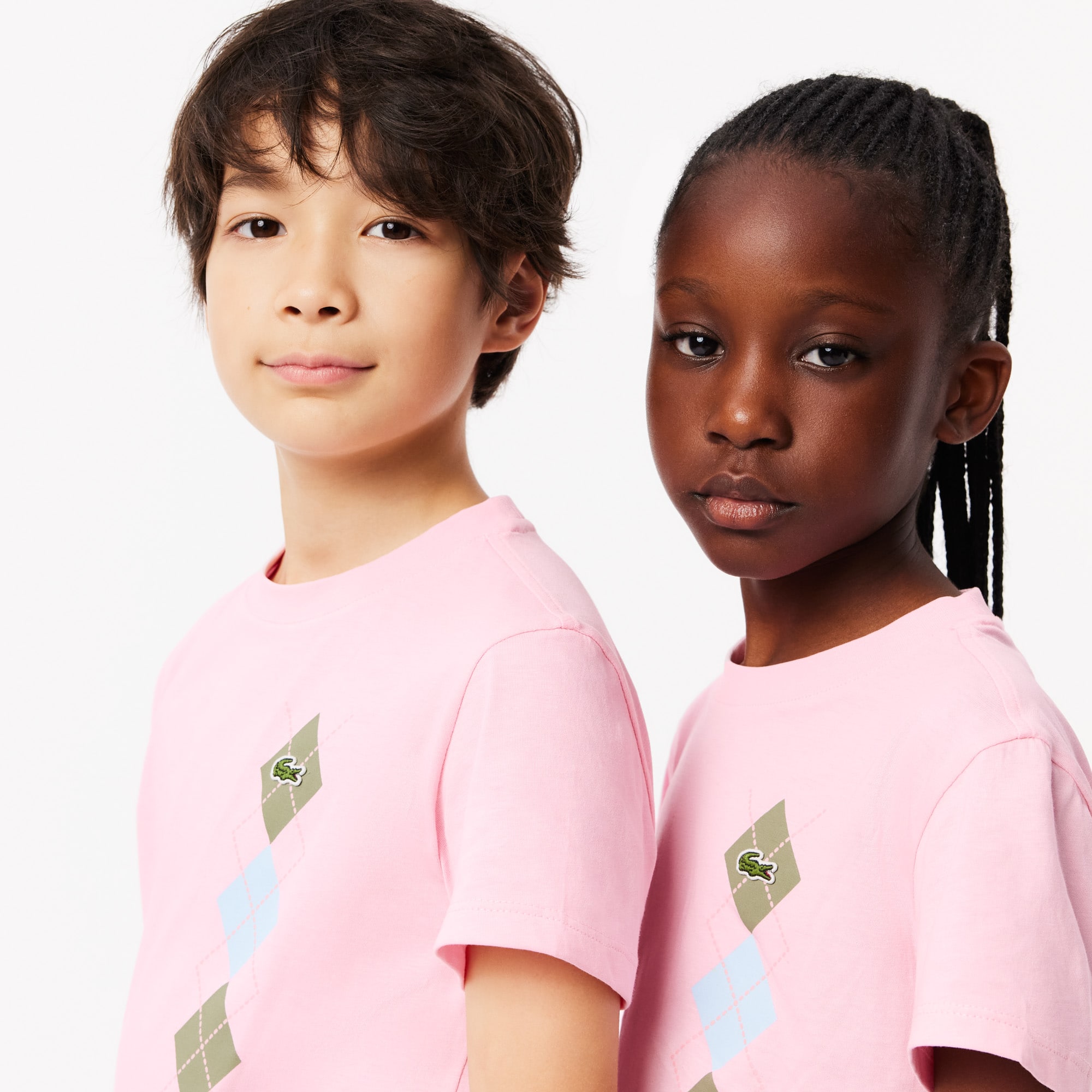 Camiseta Retro com Estampa Argyle Lacoste Infantil