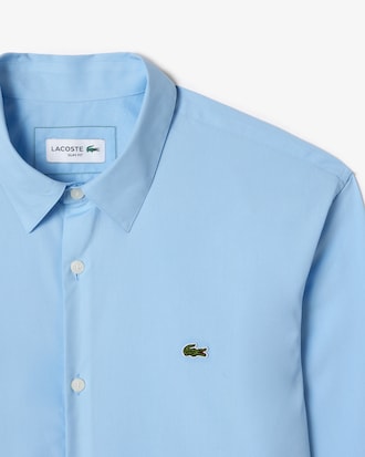 Camisa Slim Fit em Popeline de Algod&atilde;o Stretch