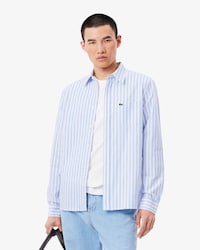Camisa Oxford Listrada com Caimento Regular