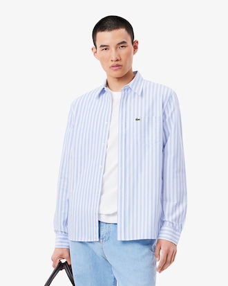 Camisa Oxford Listrada com Caimento Regular