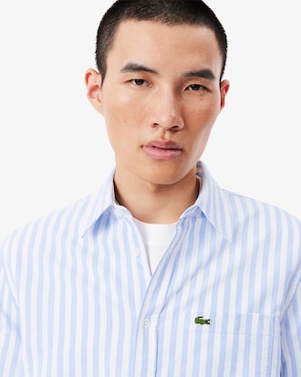 Camisa Oxford Listrada com Caimento Regular