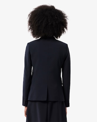 Blazer De Lana Con Logo Bordado Al Cuerpo