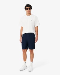 Shorts de sarga de mezcla de lino, corte regular