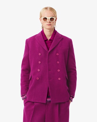 Blazer de Lã Marmorizada com Botões Duplos Da Coleção Runway