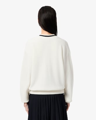 Cardigan de Algodão de Ponto Arroz de Gola V