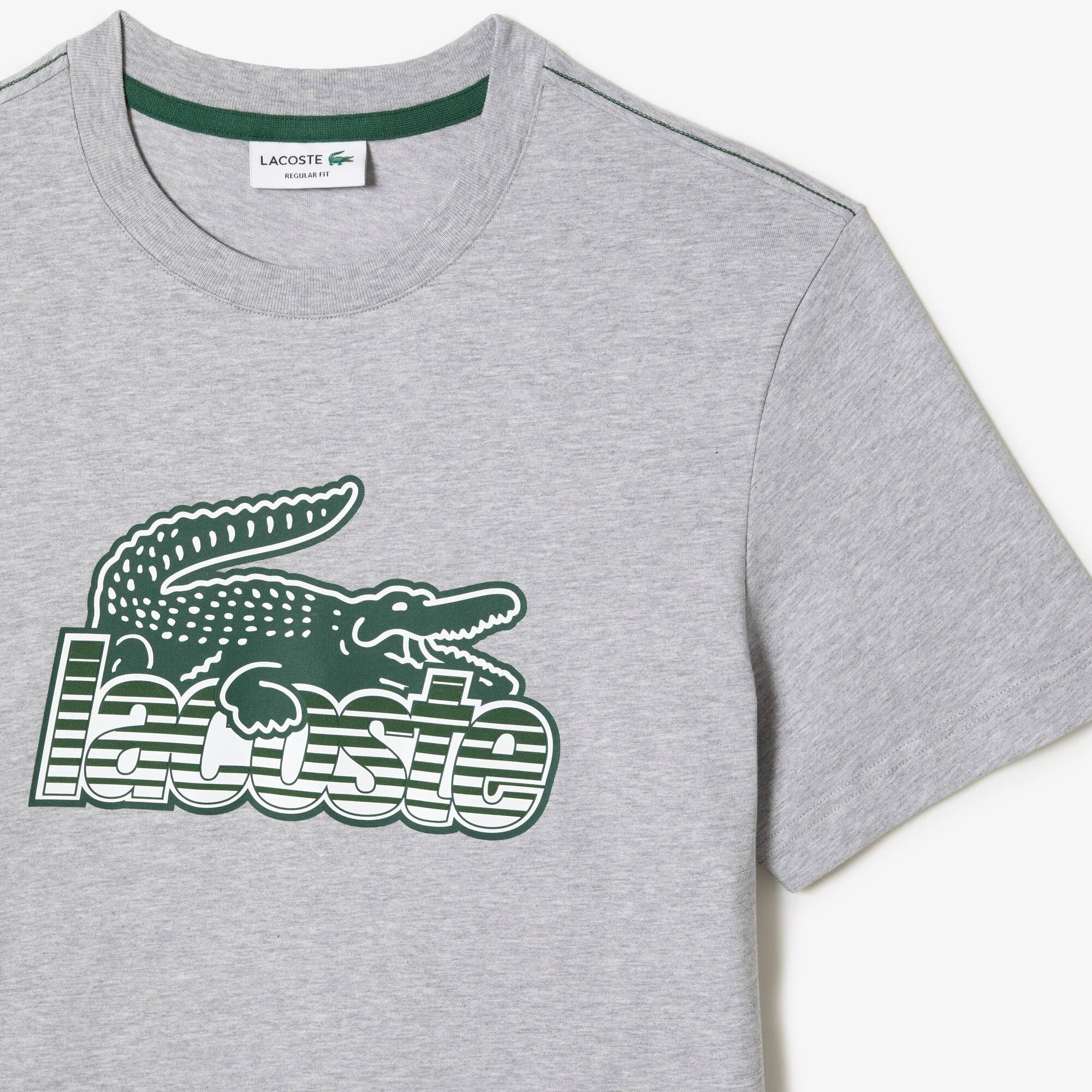 Camiseta masculina Lacoste estampada em jérsei de algodão