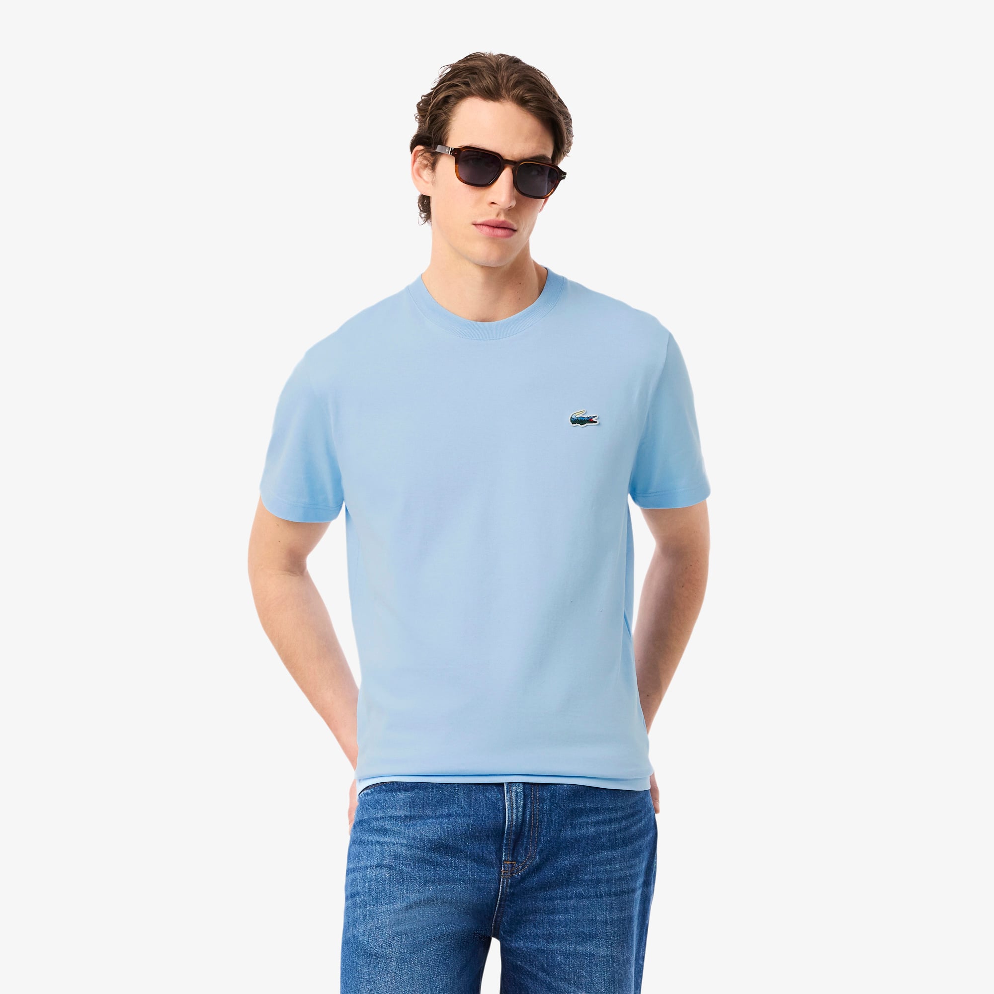 Camiseta Azul Lacoste em Malha Pesada
