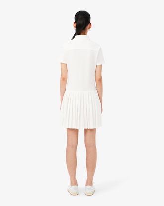 Vestido Polo Plissado em Piqu&eacute; Stretch