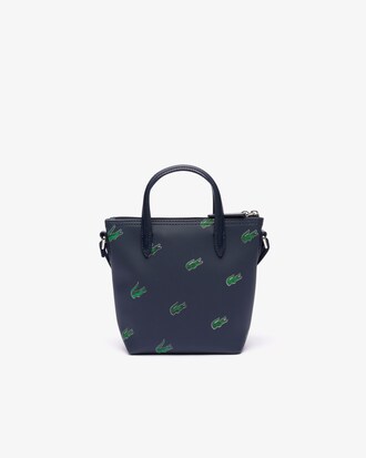 Mini bolsa tote transpassada com estampa de crocodilo