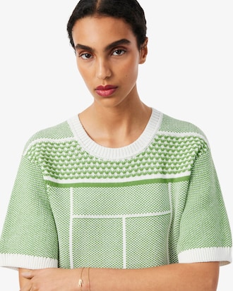 Vestido jersey de jacquard con motivo de pista de tenis