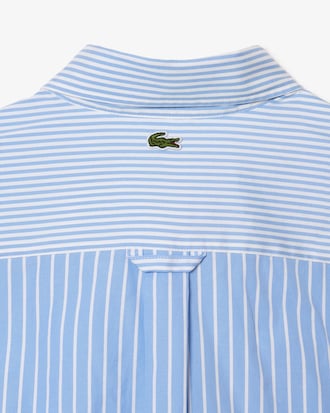 Camisa Unisex Lacoste En Algodón De Rayas Con Cocodrilo De Gran Tamaño