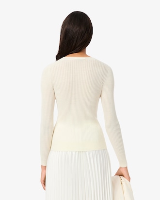 Cardigan de L&atilde; Merino de Malha Canelada