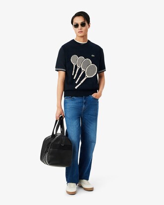 Colete de malha jacquard de algod&atilde;o