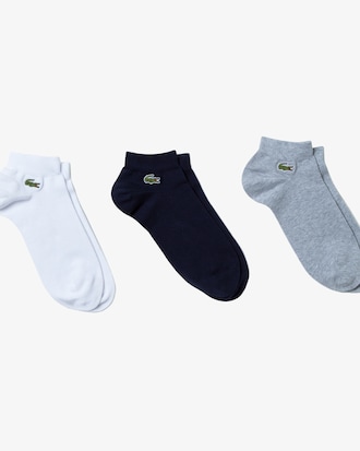Pack com tr&ecirc;s pares de meias masculinas de cano curto Lacoste SPORT