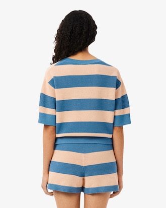 Camiseta de Malha em Mesh Listrada