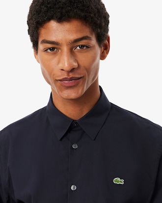 Camisa Slim Fit em Popeline de Algod&atilde;o Stretch
