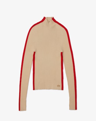 Su&eacute;ter feminino sem costura com faixas contrastantes